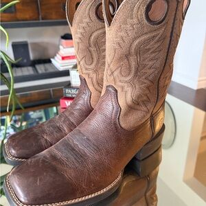 Ariat Brown Leather Foot & Tan Suede Shaft Western Boots